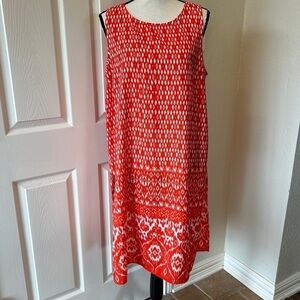 Vince Camuto Dress Size Large Orange & White Lightweight Summer